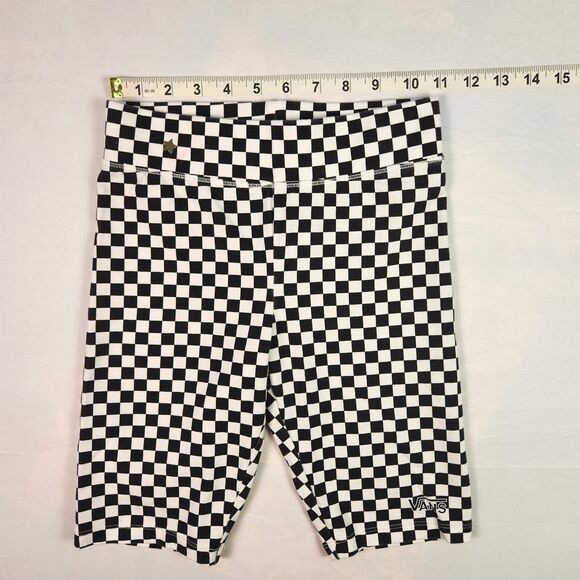 Vans Bike Shorts Womens XS Black White Flying V Print Patter Checkered - FLAWED - Picture 4 of 8